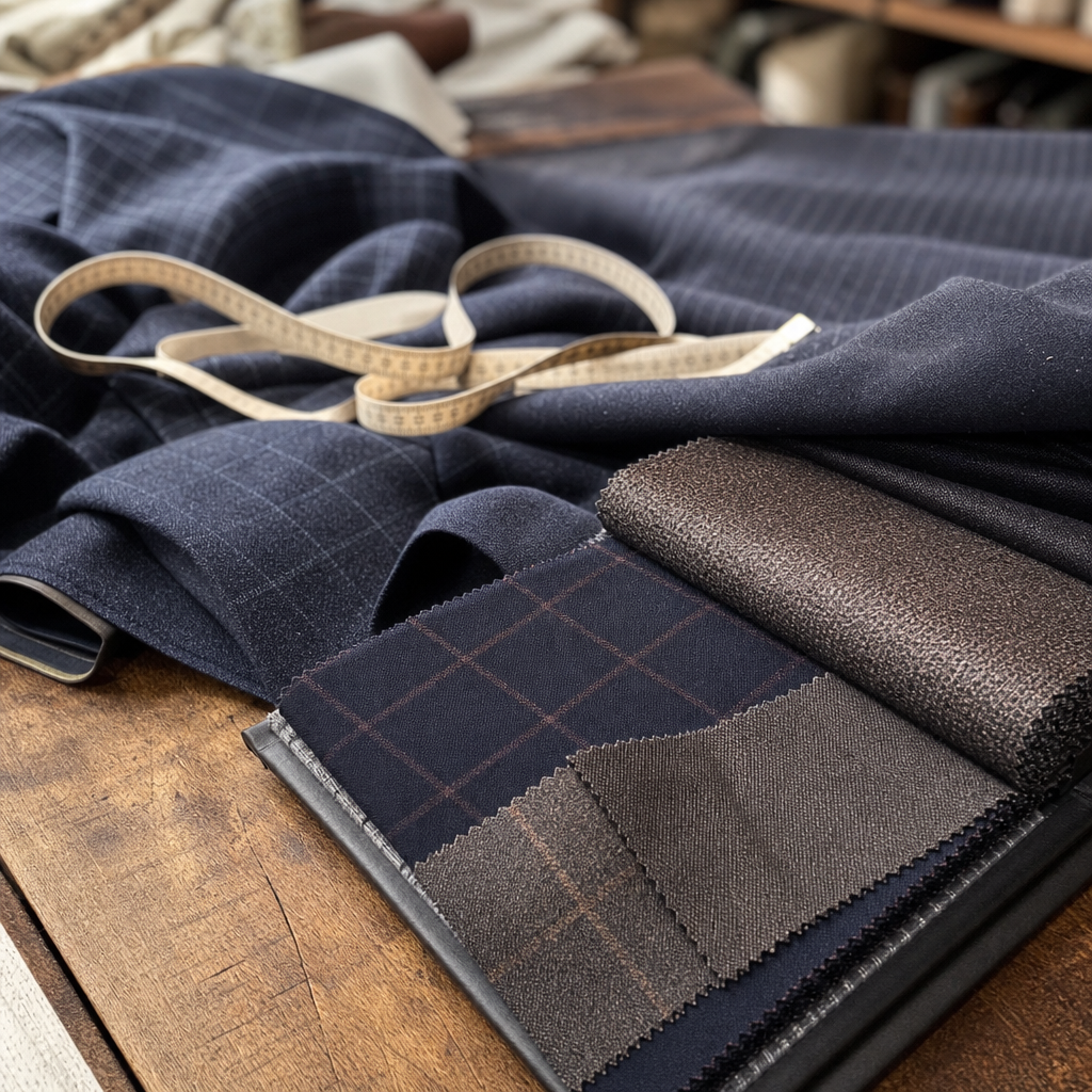 Tailor's shears cutting wool cloth
